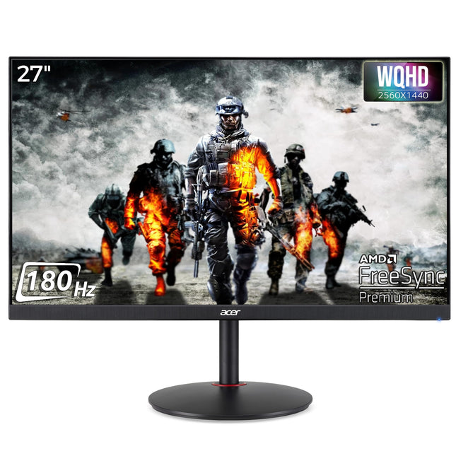 Acer Nitro Xv272U V3 27 Inch IPS Wqhd 2560 X 1440 Pixels Gaming Backlight Led LCD Monitor|Delta E<1,Dci-P3 95%|180Hz Refresh Rate,0.5Ms Resonse Time|HDR 400|AMD Free Sync|Eyesafe Certified,Black