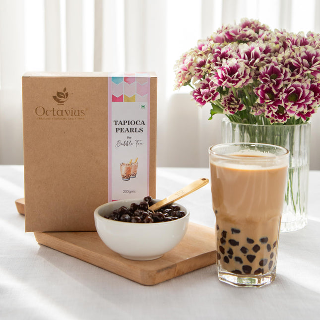 Octavius | Bubble Tea Tapioca Pearls - 200 Gm With 5 Thick Straws | Bubble Tea, Tapioca Pearls For Bubble Tea, Boba Drink, Bubble Tea Straws, Boba Tea